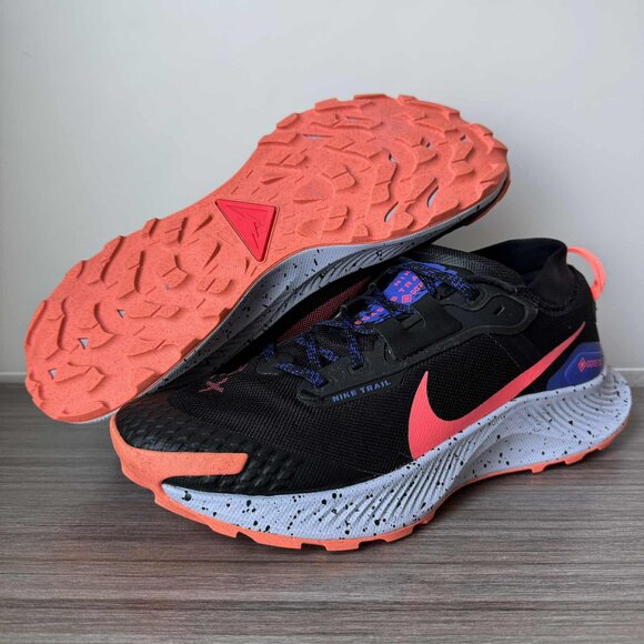 Nike Pegasus Trail 3 GTX DC8794-002 Women 10.5 Shoes Black Flash No Insoles